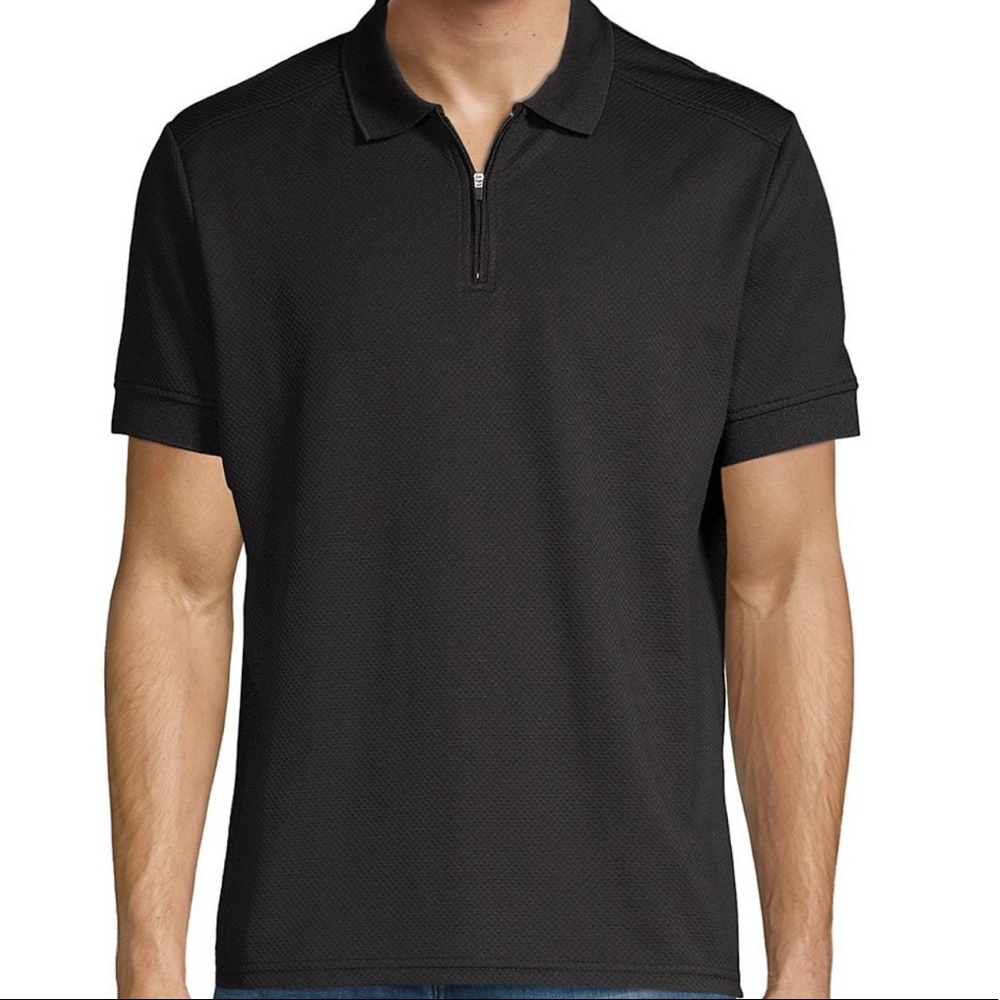 Vince Camuto textured zip polo